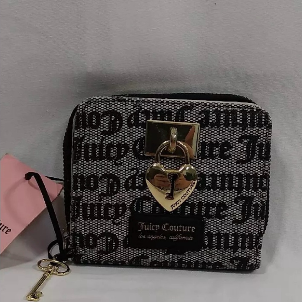 Juicy Couture Black Gothic Status Under Lock & Key Coin Wallet Zip Around